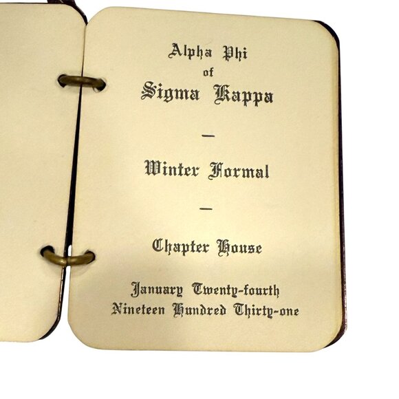 Vintage Sigma Kappa Alpha Phi Winter Formal Dance Card 1931 Purple Celluloid - Picture 5 of 10
